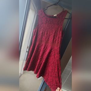 Garage Lace maroon zip up skater dress size large